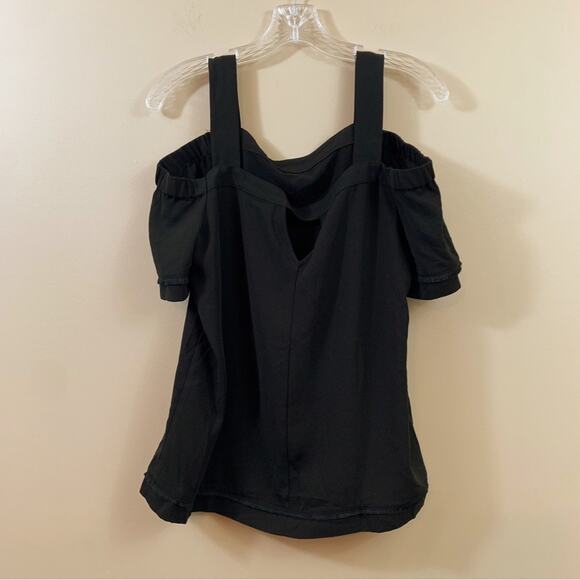 Bar lll Cold Shoulder Short Sleeve Black Top - Picture 6 of 6